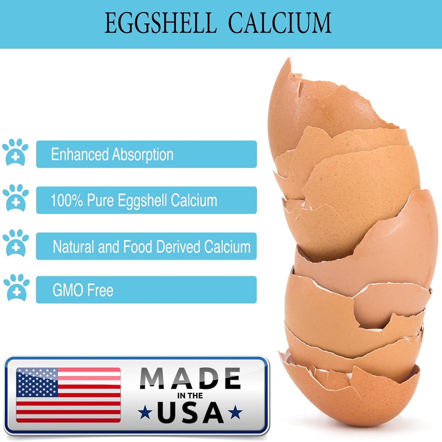 12 oz. Prymal Pets Eggshell Calcium Powder Supplement for Cats and Dogs - Natural Mineral Formula for Bone, Joint, Teeth, Heart, Immune Health - High Absorption