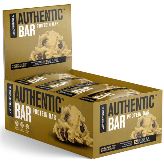 12-Pack Authentic Bar Chocolate Chip Cookie Dough Protein Bars with 15g Whey Protein Isolate - Healthy Meal Replacement Snack Bars with Peanut Butter & Healthy Fats - BoostGo Australia