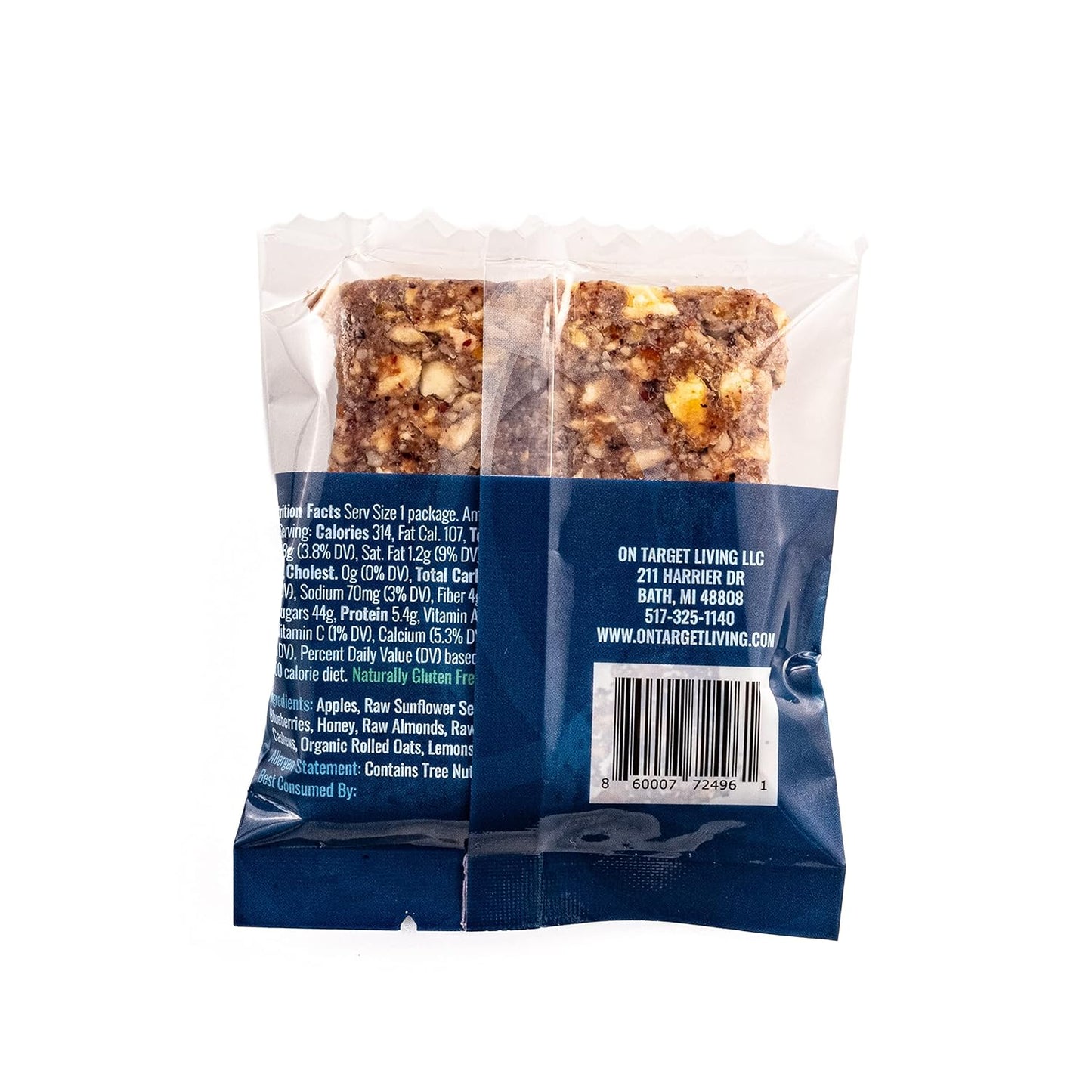 12 Pack Blueberry Lemon On Target Living Food Bars - Healthy Snack Bars for Energy and Nutrition