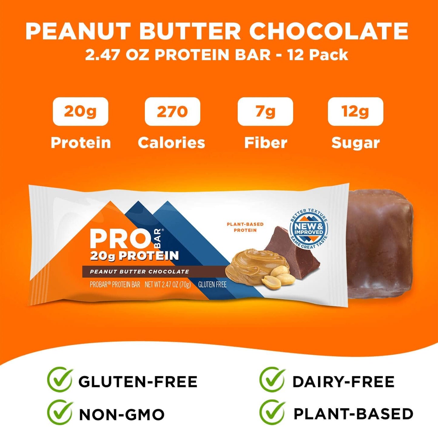 12-Pack Chocolate Peanut Butter ProBar Protein Bars - One Size, Bulk Pack for Health & Fitness Goals