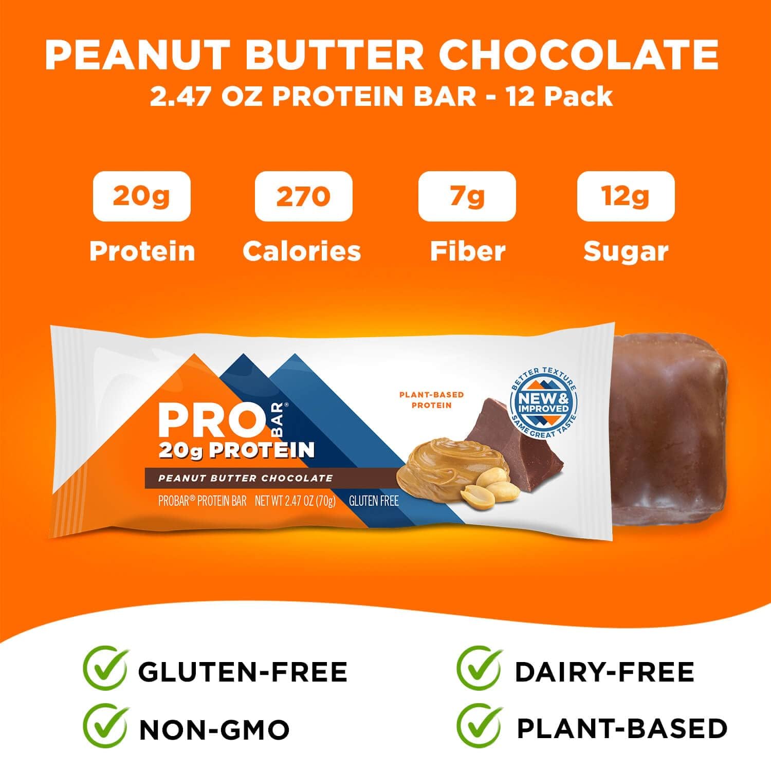 12-Pack Chocolate Peanut Butter ProBar Protein Bars - One Size, Bulk Pack for Health & Fitness Goals