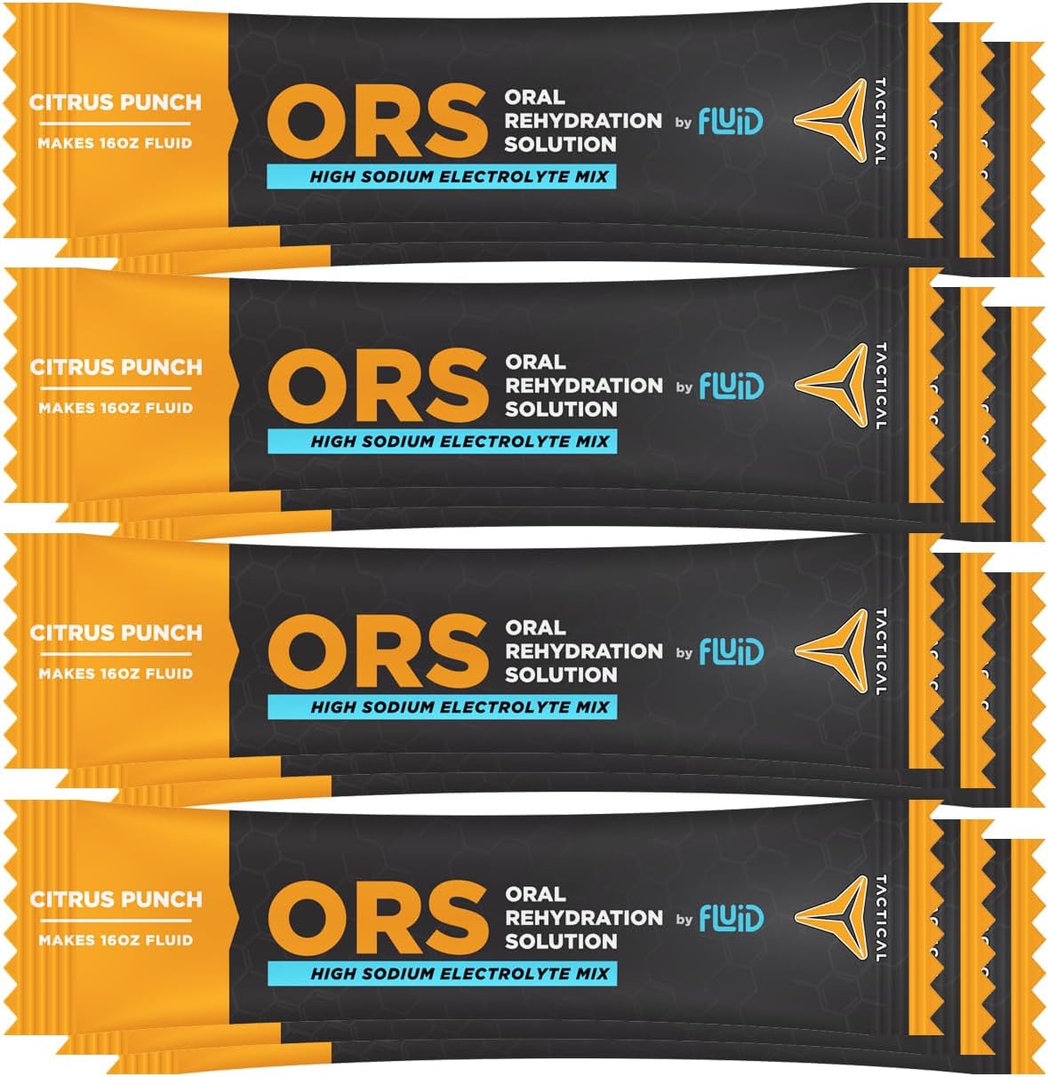 12-Pack Fluid Tactical ORS Citrus Punch Flavor - Oral Rehydration Solution for Extreme Dehydration, Fast Recovery with Electrolytes