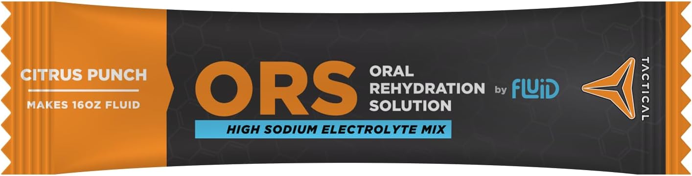 12-Pack Fluid Tactical ORS Citrus Punch Flavor - Oral Rehydration Solution for Extreme Dehydration, Fast Recovery with Electrolytes