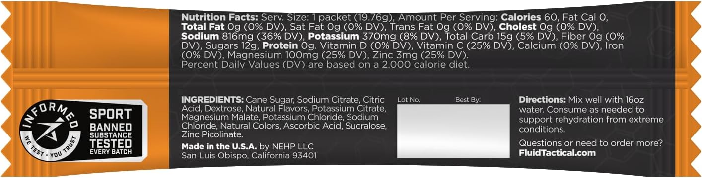 12-Pack Fluid Tactical ORS Citrus Punch Flavor - Oral Rehydration Solution for Extreme Dehydration, Fast Recovery with Electrolytes