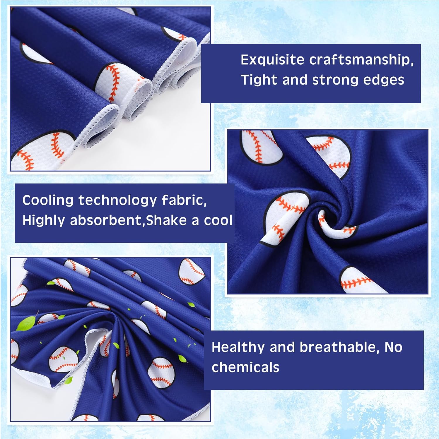 12-Pack FuWeave Cooling Towel - 40x12 Inches, Microfiber Fast Drying Towel for Sports - Basketball, Baseball, Football, Volleyball, Soccer, Softball - Gift for Men and Women