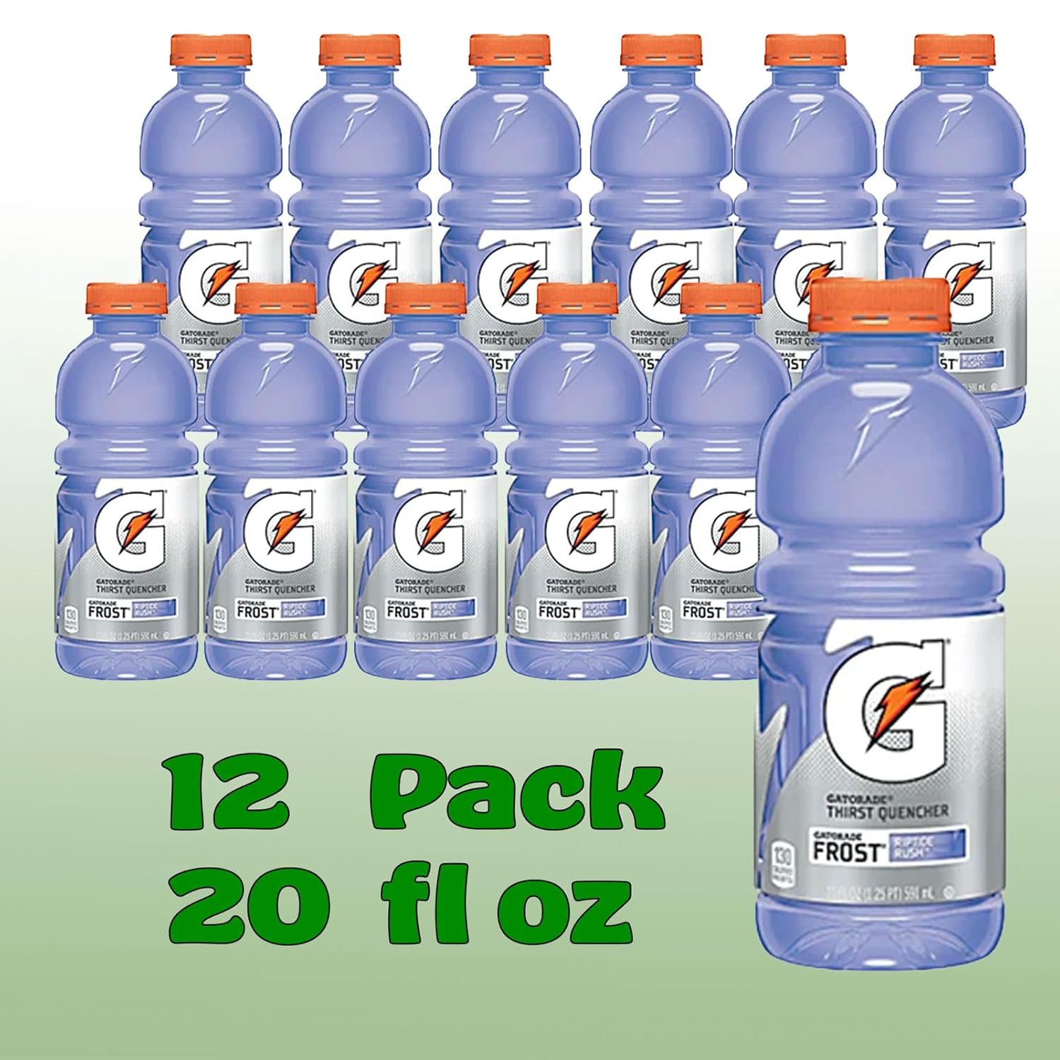 12 Pack Gatorade Riptide Rush Thirst Quencher Sports Drink with Electrolytes, 20 fl oz Bottle