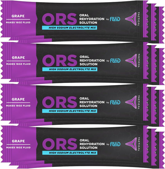 12-Pack Grape Oral Rehydration Solution for Extreme Dehydration - Recover Faster with Fluid Tactical Electrolytes