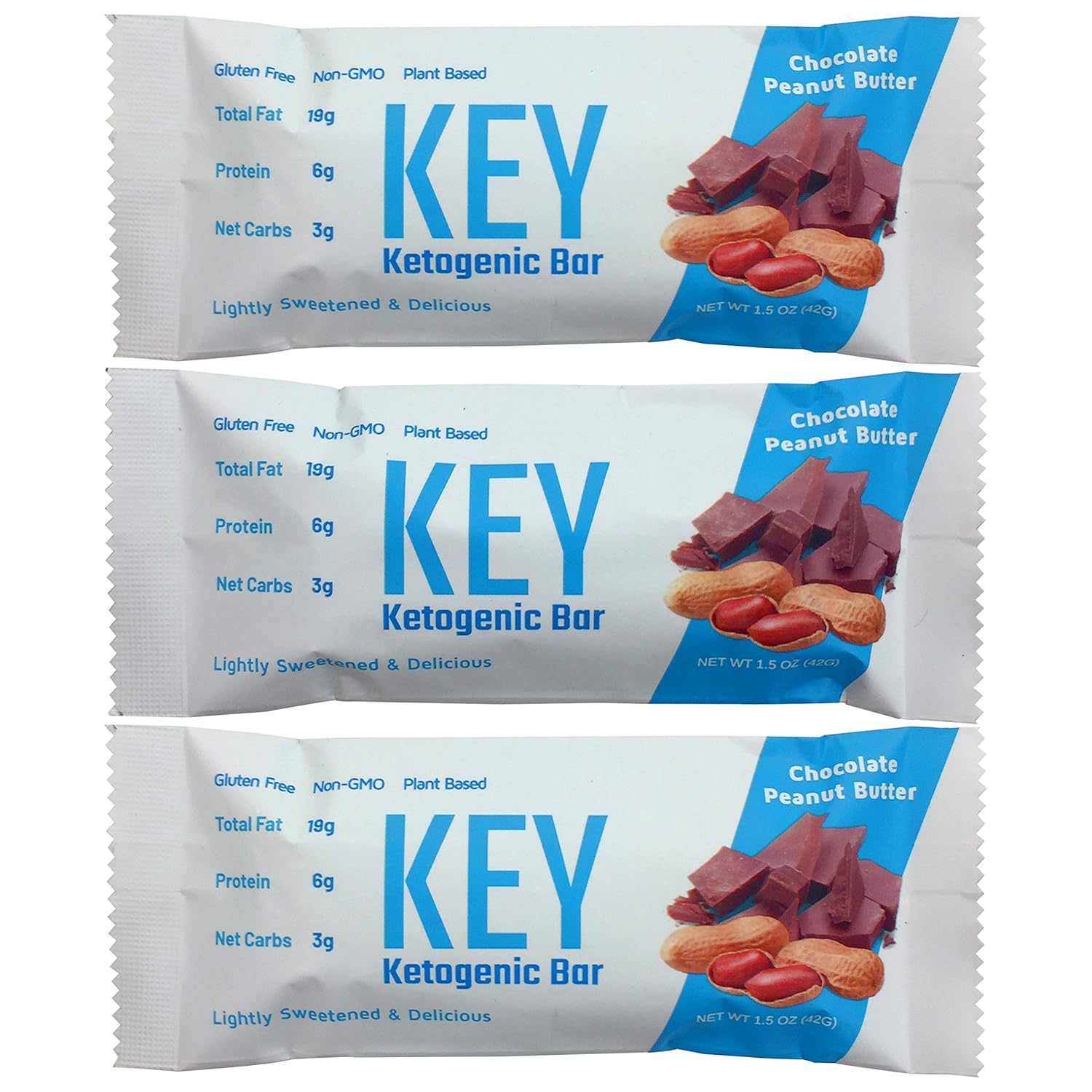 12 Pack KeyBars.co Chocolate Peanut Butter Keto Protein Bars - High Fat, Low Carb Keto Snacks on the Go
