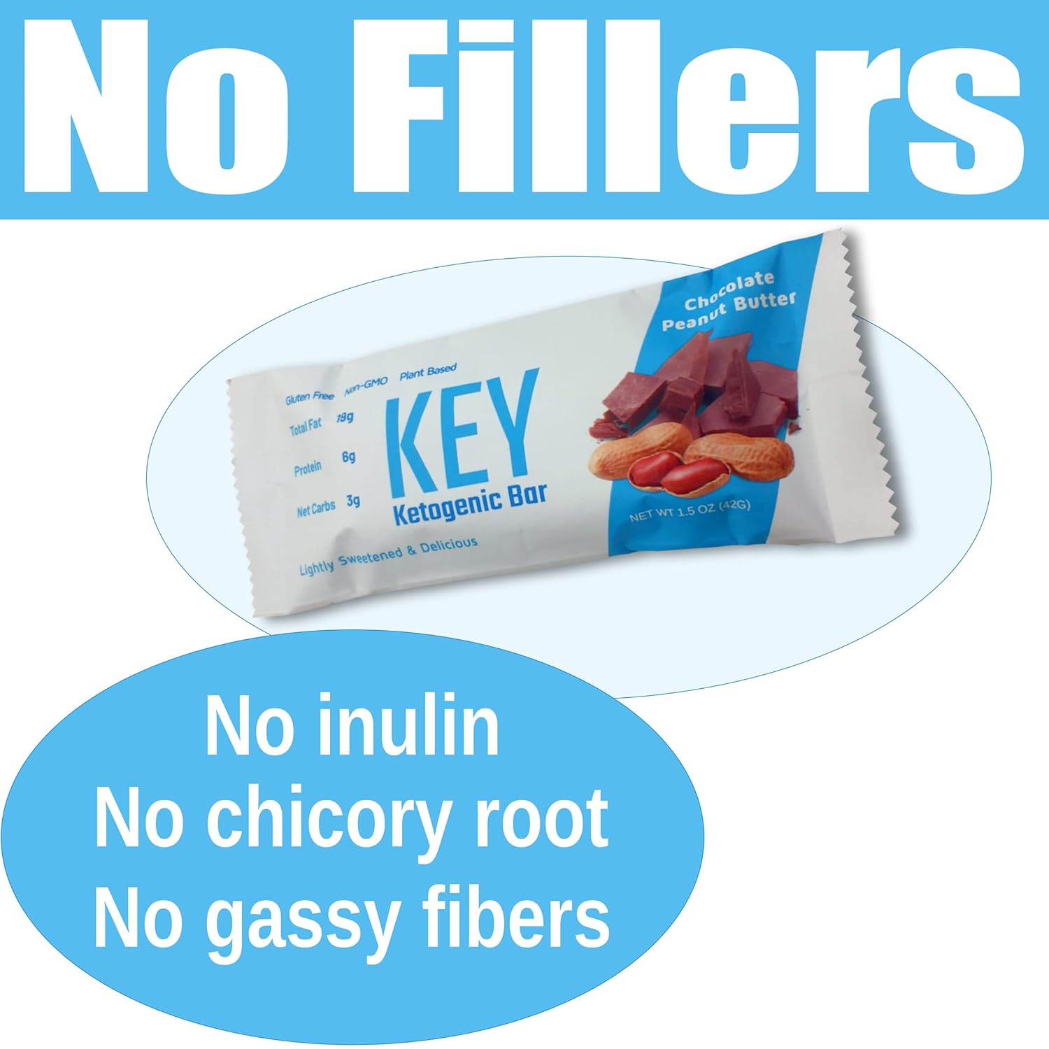 12 Pack KeyBars.co Chocolate Peanut Butter Keto Protein Bars - High Fat, Low Carb Keto Snacks on the Go