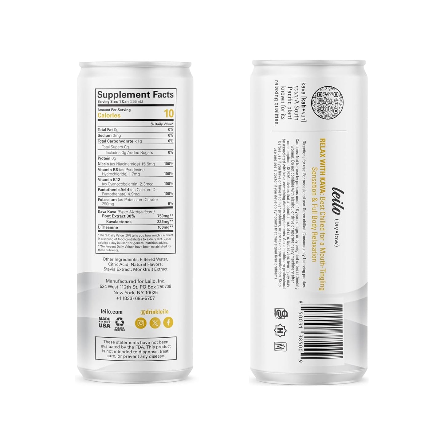 12 Pack Leilo Lite "Piña Colada" Mocktail - Sugar Free, Non-Alcoholic Relaxation Drink with Kava - Natural & Gluten Free - 12 oz, Packaging Varies