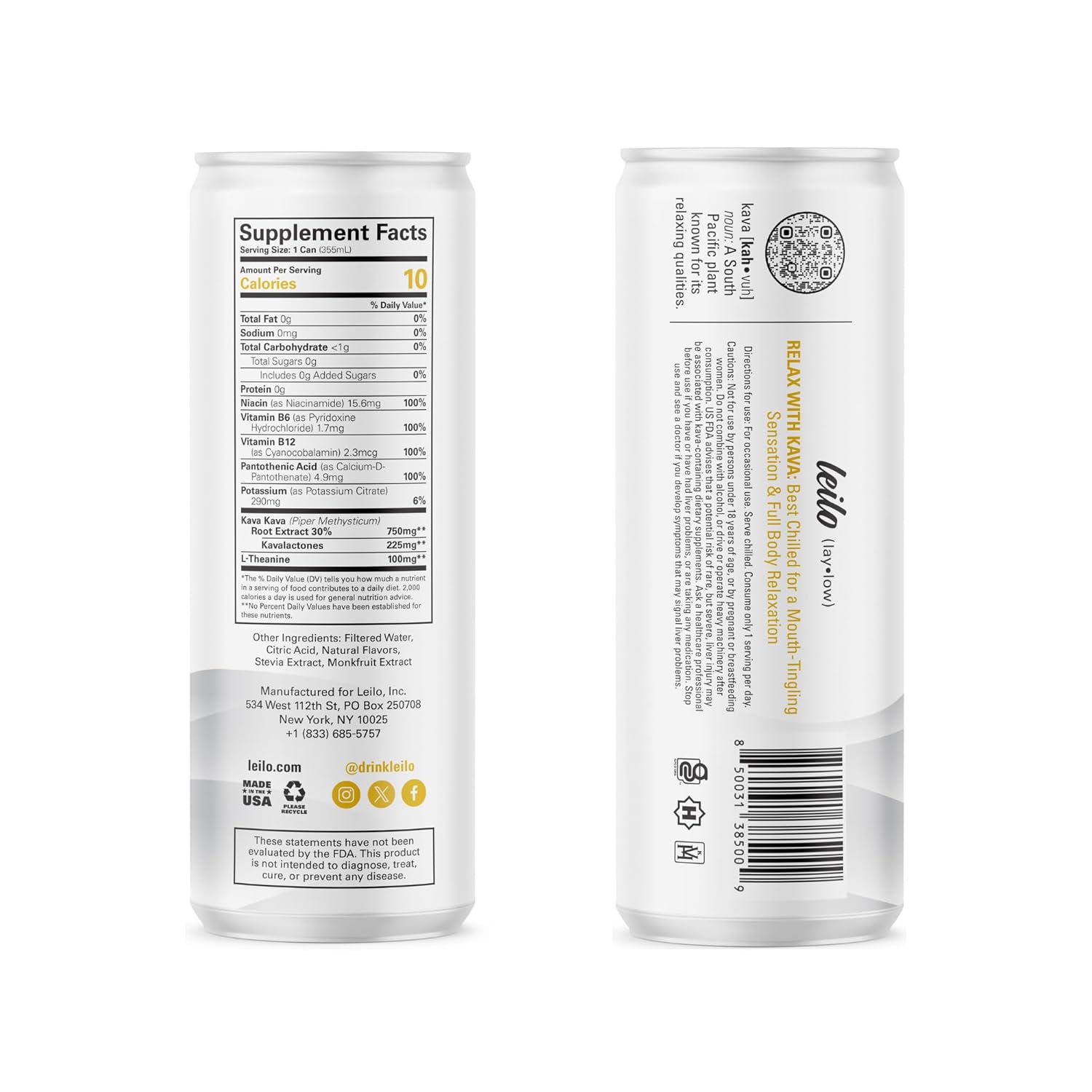 12 Pack Leilo Lite "Piña Colada" Mocktail - Sugar Free, Non-Alcoholic Relaxation Drink with Kava - Natural & Gluten Free - 12 oz, Packaging Varies