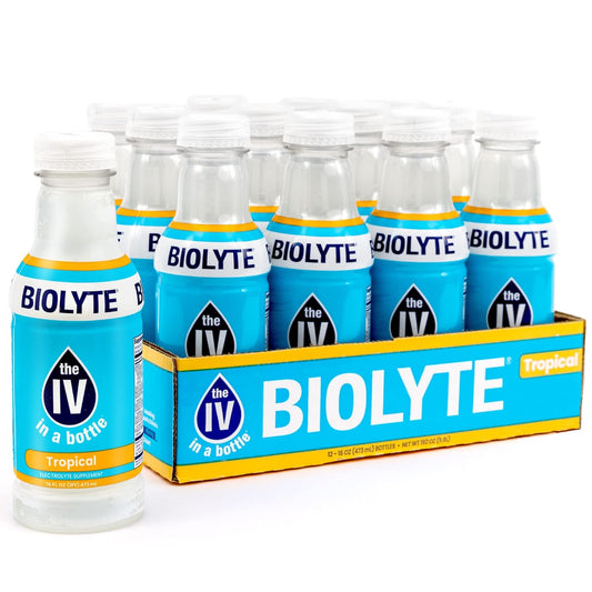 12-Pack of BIOLYTE Electrolyte Drink for Rapid Hydration - Tropical Flavor
