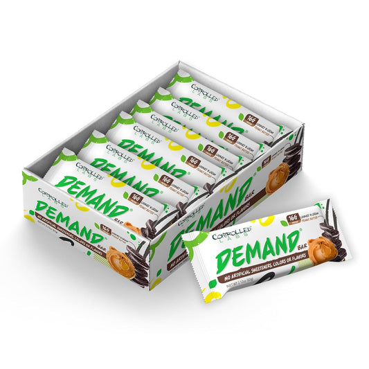12 Pack of Controlled Labs Demand Protein Bars - Natural High-Protein/Low-Carb Bars with 16g Protein per Serving (Cookies 'n Cream/Peanut Butter)