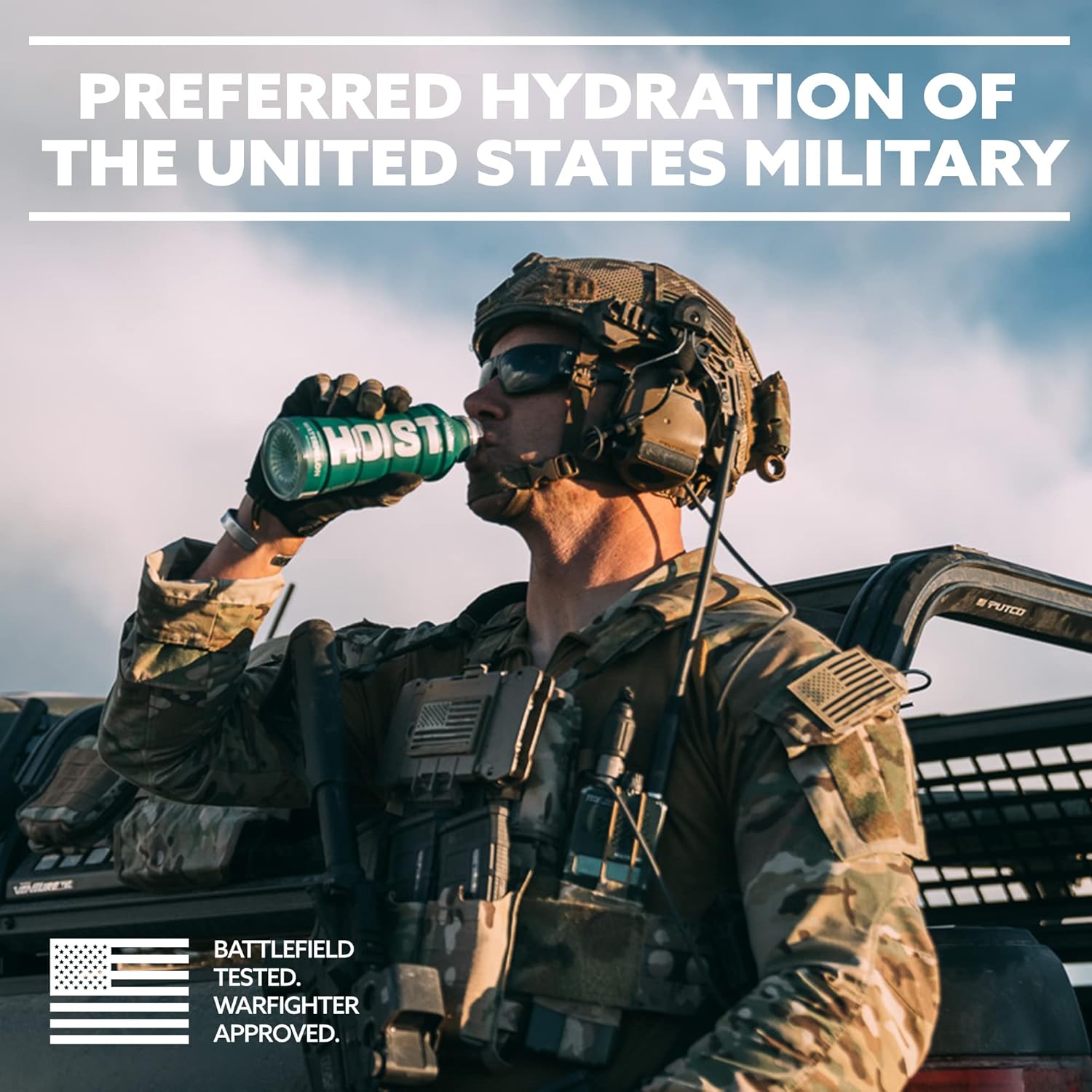 12 Pack of HOIST Premium Military Hydration Electrolyte Drink, IV-Level Hydration, Blue Raspberry, 16 Fl Oz