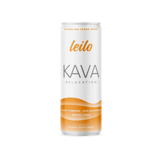 12 Pack of Leilo Tango Berry Kava Drink - All Natural, Gluten Free, Sparkling Relaxation in a Can - 12 oz