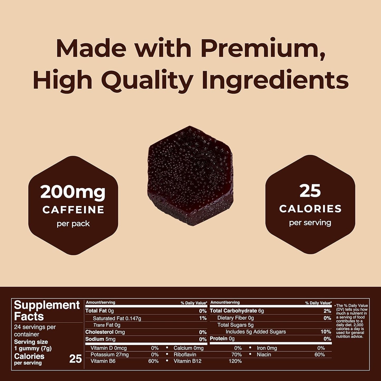 12-Pack of SGC Seattle Gummy Company Dutch Chocolate Mocca Caffeine Energy Gummies - Nootropic, Vegan, Gluten Free (200mg Caffeine)
