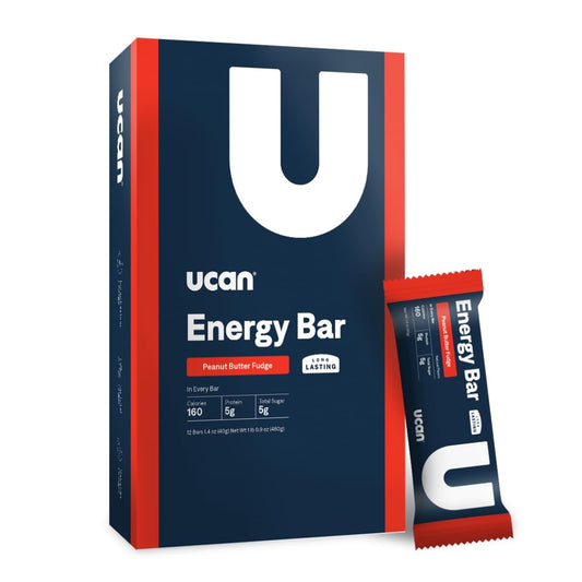 12 Pack of UCAN Peanut Butter Fudge Energy Snack Bars - All Natural, Low Sugar, Non-GMO, Gluten-Free, Keto-Friendly - 1.4 Ounces
