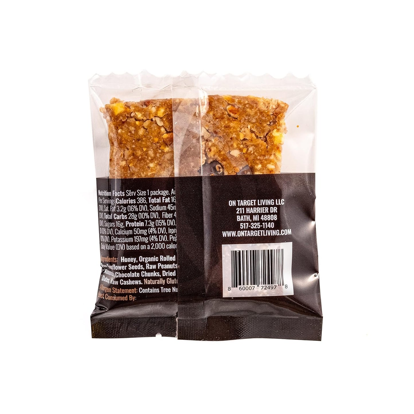 12 Pack On Target Living Food Bars - Peanut Butter Chocolate Chunk Flavor