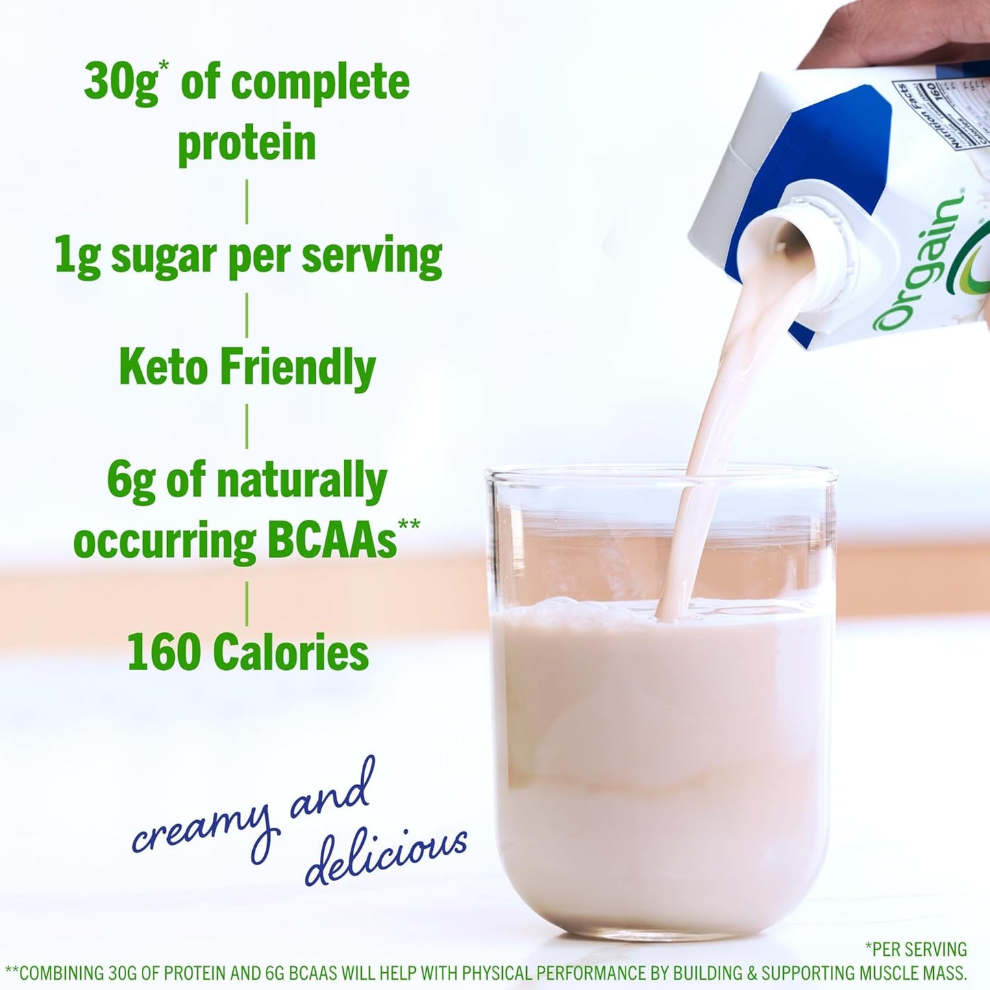 12 Pack Orgain Vanilla Bean High Protein Shake, 30g Protein, Dairy Isolate Milk, 6g BCAAs, 1g Sugar, Meal Replacement, Ready to Drink, Keto & Gluten-Free, 11 Fl Oz