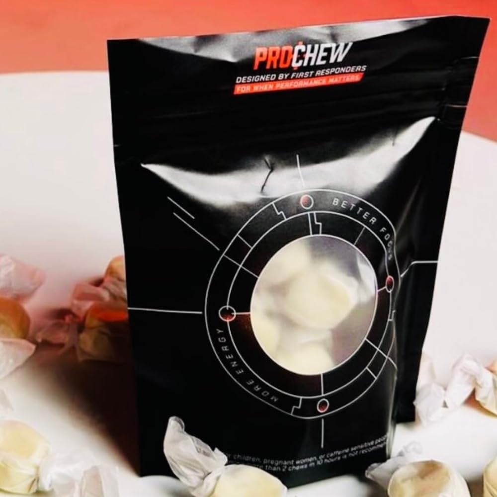 12 Pack Prochew Caffeinated Peppermint Taffy Energy Supplements - 125mg Caffeine Chewable Protein for Adults