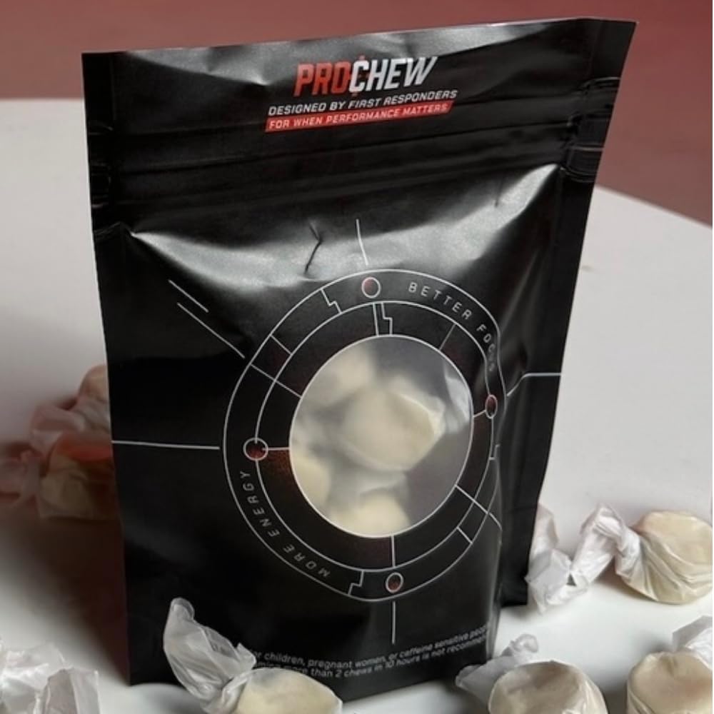 12 Pack Prochew Caffeinated Peppermint Taffy Energy Supplements - 125mg Caffeine Chewable Protein for Adults