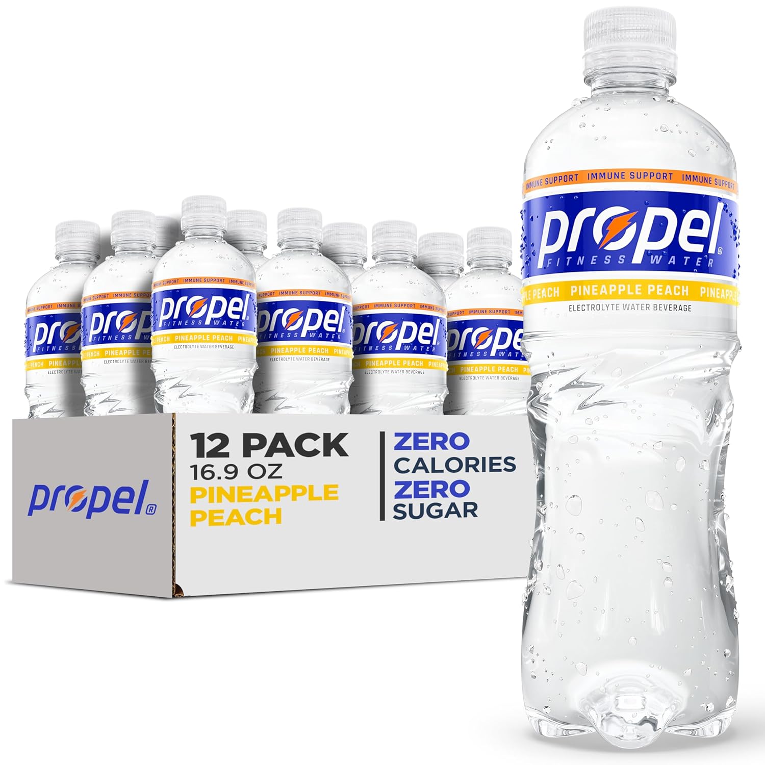 12-Pack Propel Immune Support Drink, Pineapple Peach Flavor, 16.9 Fl Oz