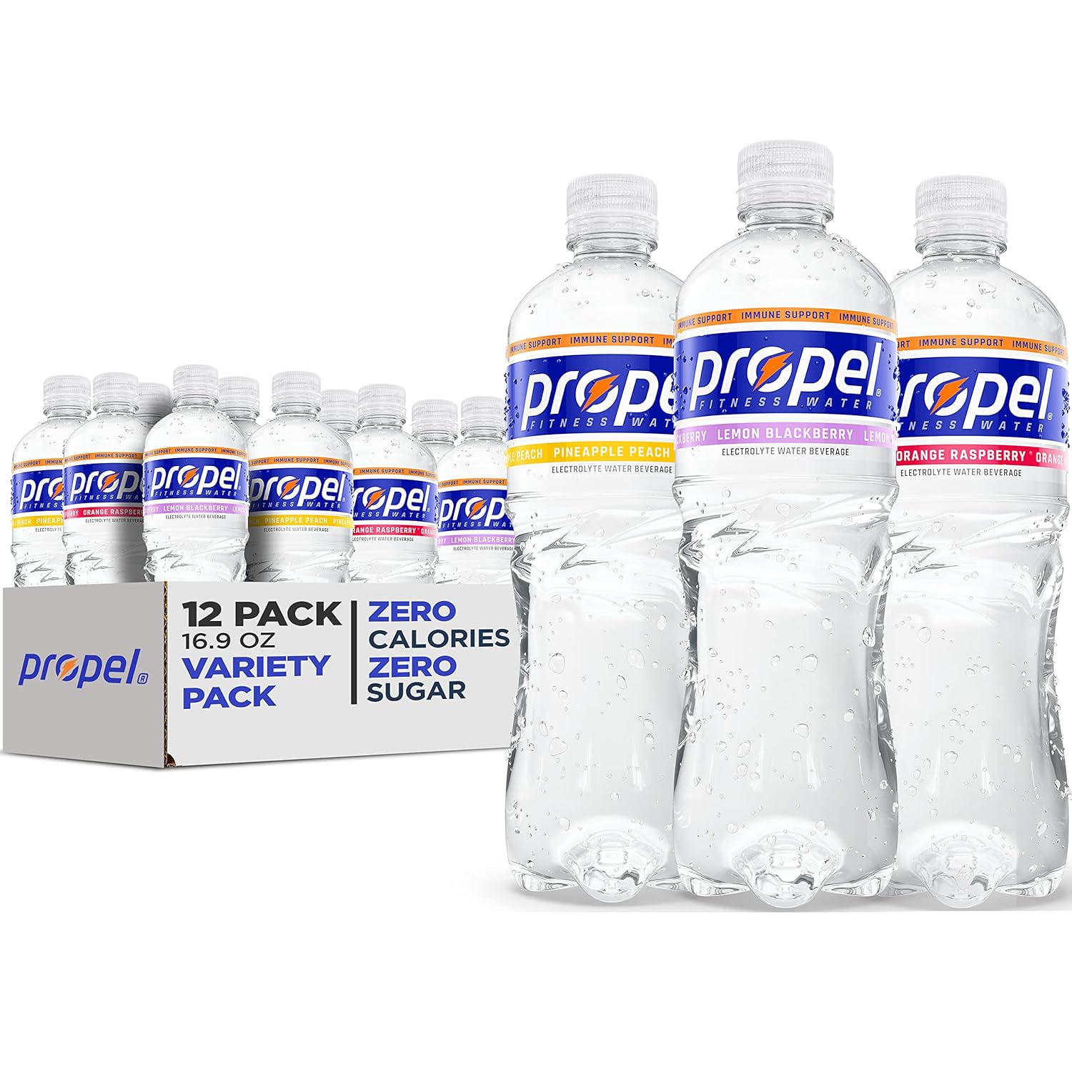 12-Pack Propel Immune Support Drink Variety Pack - 3 Flavors, 16 Fl Oz Each, Vitamin C + Zinc Boost