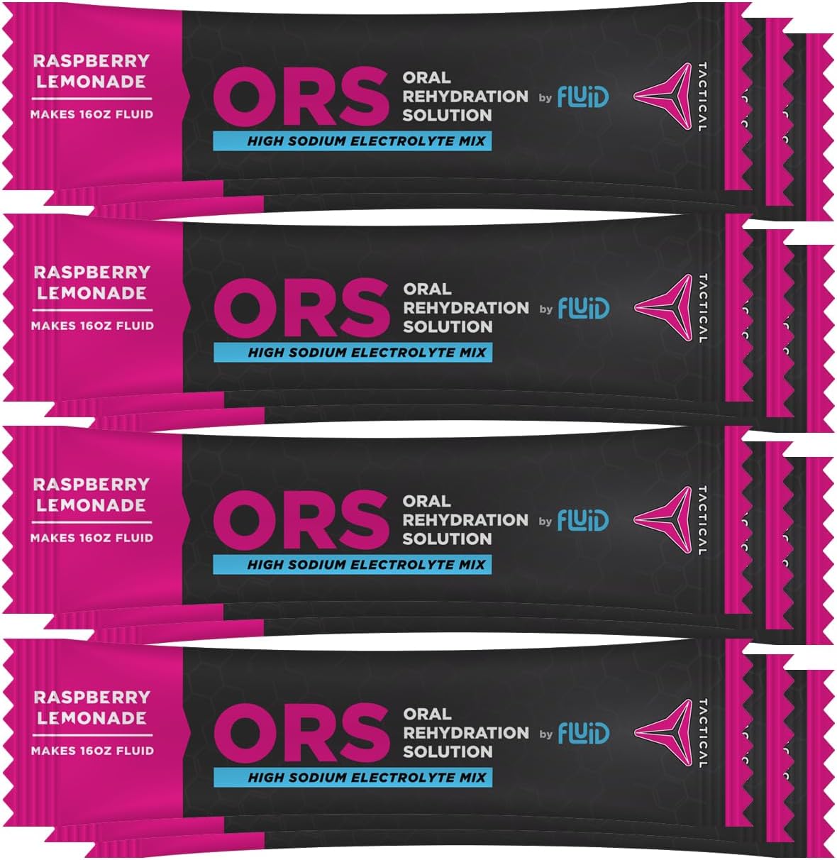 12-Pack Raspberry Lemonade Fluid Tactical ORS for Extreme Dehydration Recovery with Electrolytes