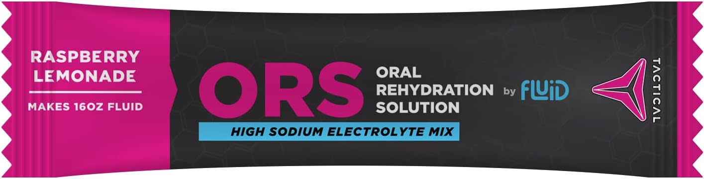 12-Pack Raspberry Lemonade Fluid Tactical ORS for Extreme Dehydration Recovery with Electrolytes