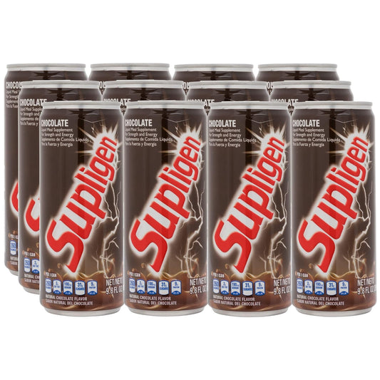 12 Pack Supligen Chocolate Liquid Meal Supplement for Strength and Energy, 9.87 oz