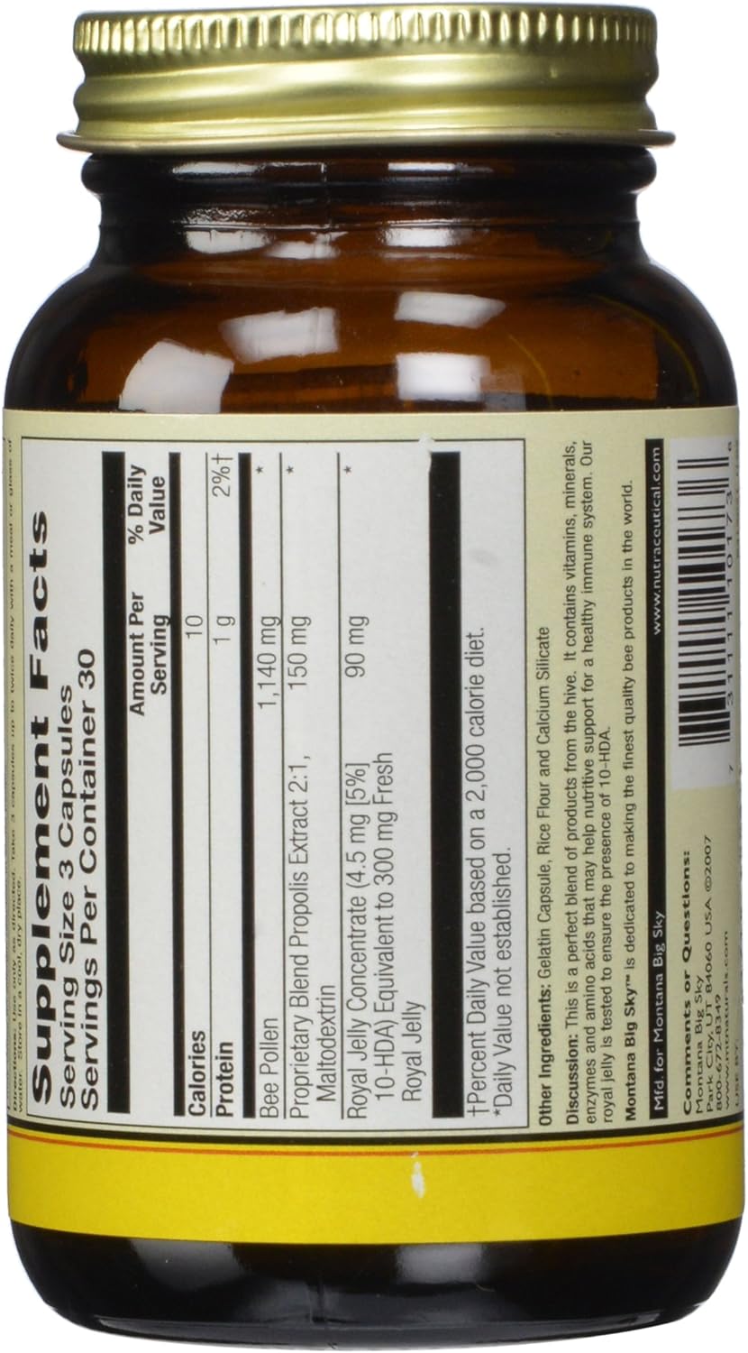 12 Packs of Montana Big Sky Bee Pollen Royal Jelly and Propolis Capsules, 90 Count - Natural Supplement for Health and Wellness