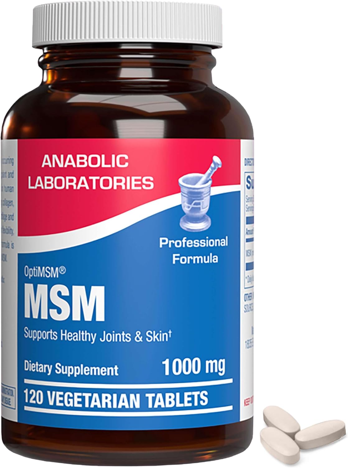 120 Anabolic Laboratories MSM Tablets - 1000mg Vegetarian Supplements for Healthy Joints and Skin with OptiMSM