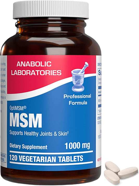 120 Anabolic Laboratories MSM Tablets - 1000mg Vegetarian Supplements for Healthy Joints and Skin with OptiMSM