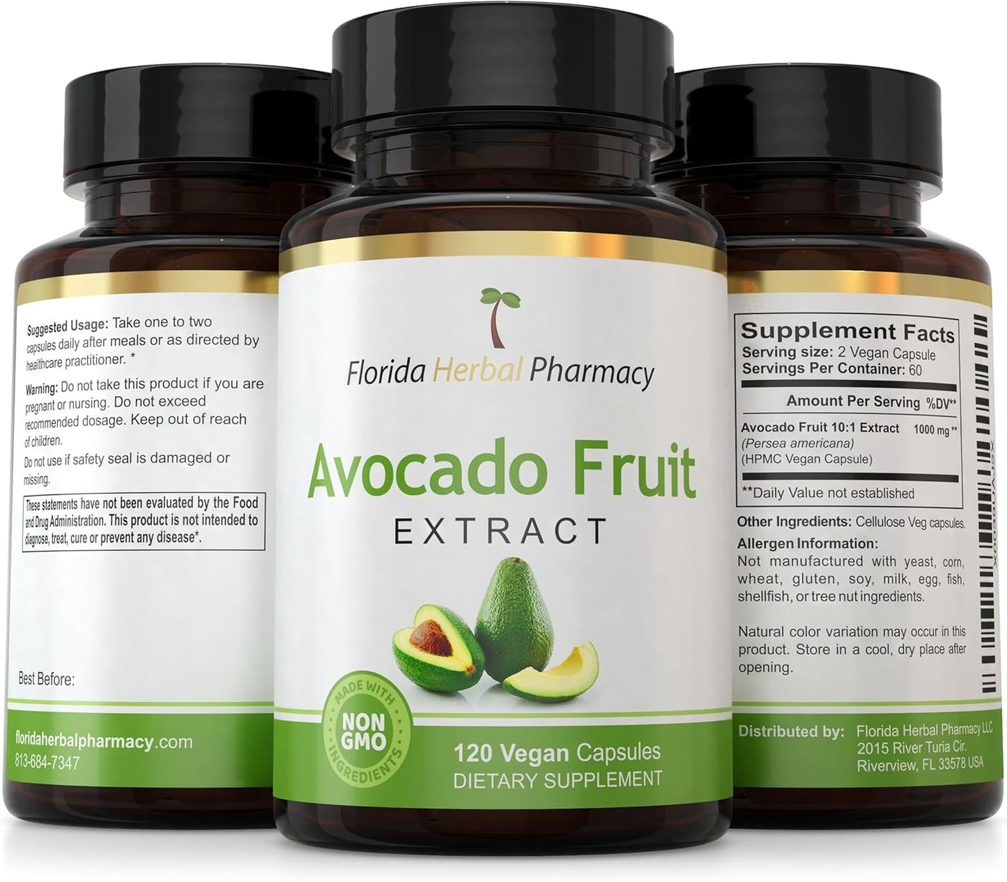 120 Avocado Fruit Extract Capsules - Florida Herbal Pharmacy