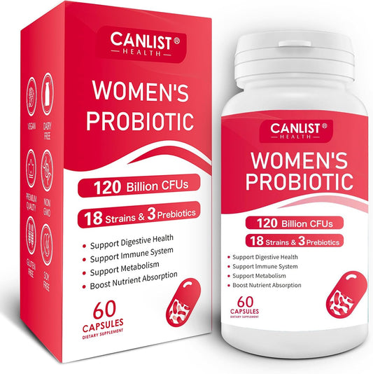 120 Billion CFU Women's Probiotic with 18 Strains, 3 Prebiotics, Digestive Enzymes, Cranberry - Organic, Non-GMO, Soy Free