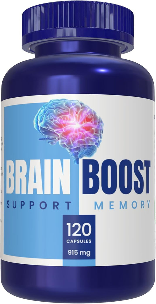 120 Capsules AZBIOTECH Brain Boost Supplement - Supports Memory, Focus & Concentration - Non GMO, Gluten Free
