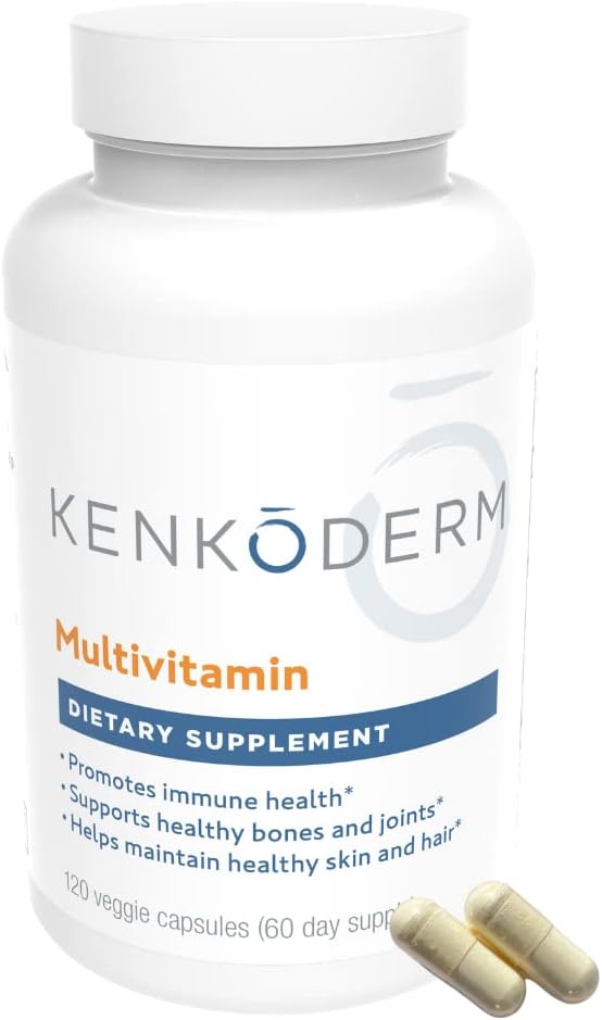 120 Capsules Kenkoderm Multivitamin for Psoriasis & Skin Care with Omega 3, Vitamin D, Collagen, Folic Acid & MSM