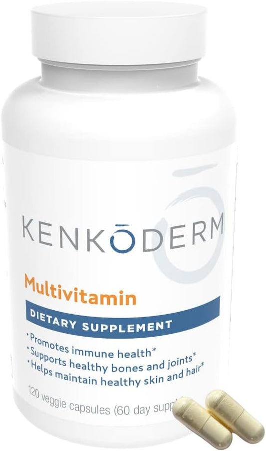 120 Capsules Kenkoderm Multivitamin for Psoriasis & Skin Care with Omega 3, Vitamin D, Collagen, Folic Acid & MSM