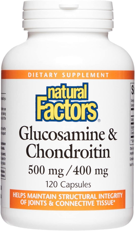 120 Capsules Natural Factors Glucosamine & Chondroitin for Healthy Joints & Connective Tissue