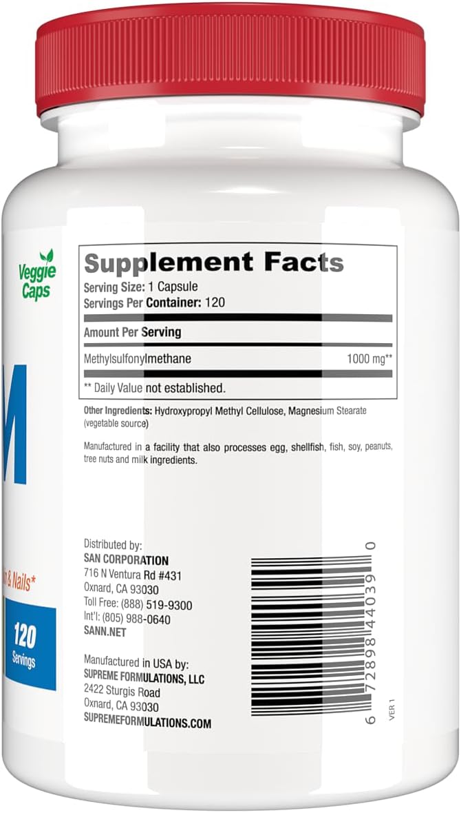 120 Capsules of 1000mg MSM Dietary Supplement by SAN