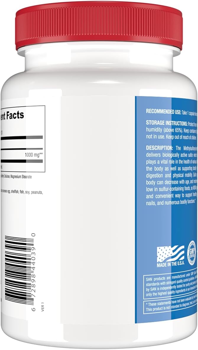 120 Capsules of 1000mg MSM Dietary Supplement by SAN