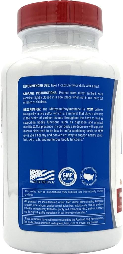 120 Capsules of 1000mg MSM Dietary Supplement by SAN