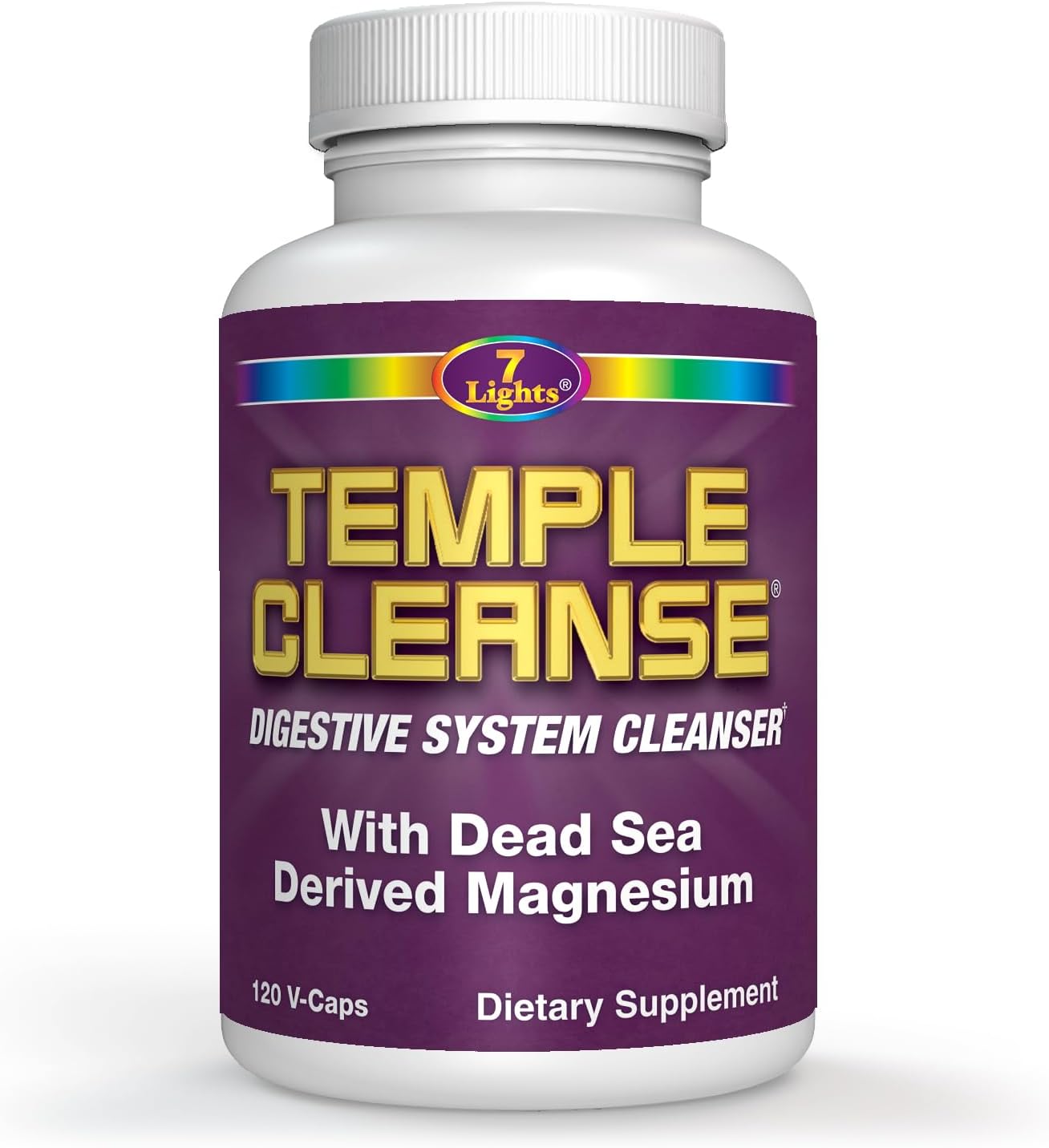 120 Capsules of 7 Lights Temple Cleanse: Magnesium & Oxygen Colon Detox, Relieves Constipation, No Gas or Bloating, Body Cleanse for Men & Women
