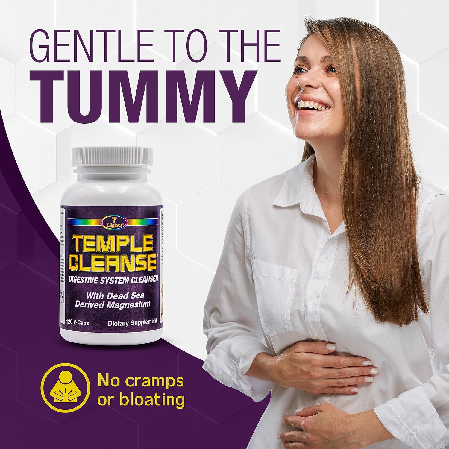 120 Capsules of 7 Lights Temple Cleanse: Magnesium & Oxygen Colon Detox, Relieves Constipation, No Gas or Bloating, Body Cleanse for Men & Women