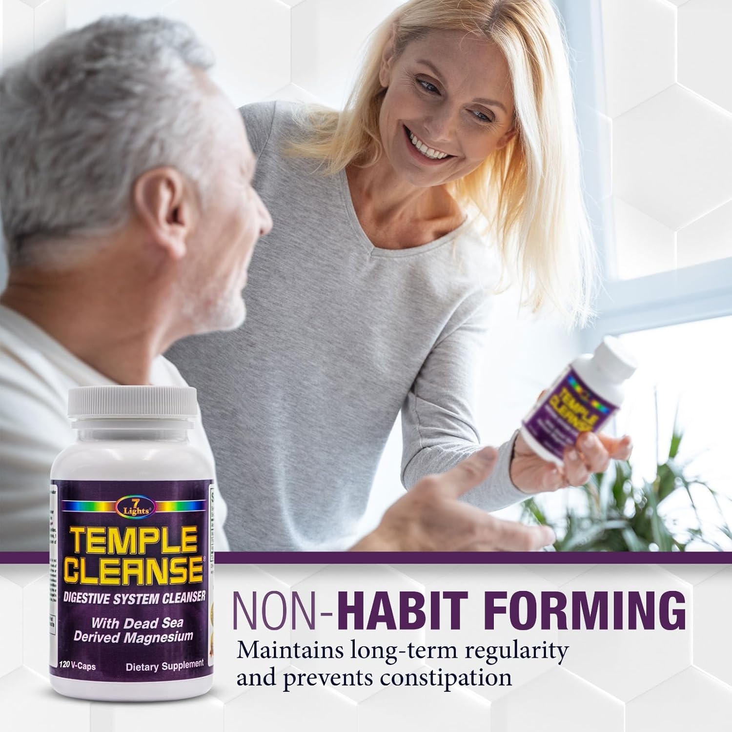 120 Capsules of 7 Lights Temple Cleanse: Magnesium & Oxygen Colon Detox, Relieves Constipation, No Gas or Bloating, Body Cleanse for Men & Women
