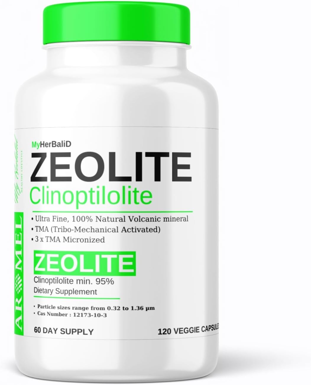 120 Capsules of Aromel Zeolite Powder for Detox with Clinoptilolite 95% - 3X Activated Natural Mineral Dust Under 1 µm