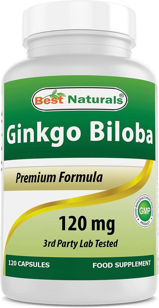 120 Capsules of Best Naturals Ginkgo Biloba Supplement - 120 mg for Cognitive Health
