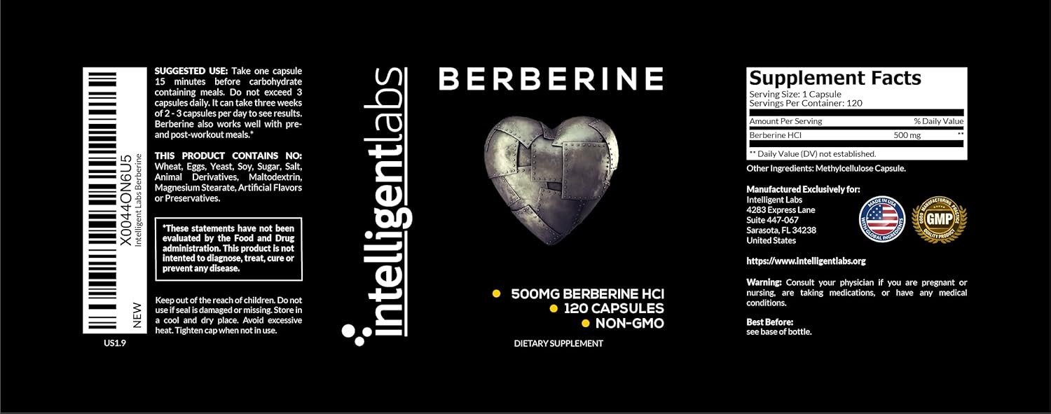 120 Capsules of Intelligent Labs Berberine HCL Plus - 500mg per Capsule - BoostGo Australia