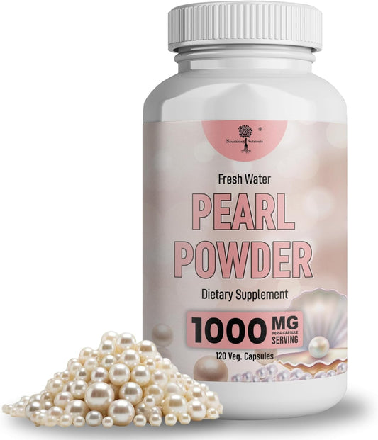 120 Capsules of Nourishing Pearl Powder Supplement for Skin Health - Anti-Aging, Antioxidant, Collagen Production - Supports Immunity, Mood, Sleep - With Calcium, Amino Acids - Healthy Eyes, Hair, Nails