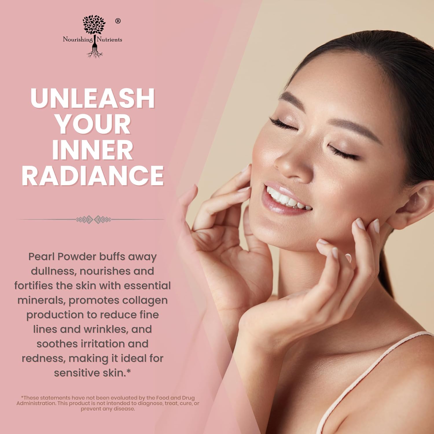 120 Capsules of Nourishing Pearl Powder Supplement for Skin Health - Anti-Aging, Antioxidant, Collagen Production - Supports Immunity, Mood, Sleep - With Calcium, Amino Acids - Healthy Eyes, Hair, Nails